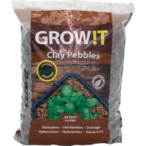 GROW!T natural clay pebbles for hydroponics and growing media.