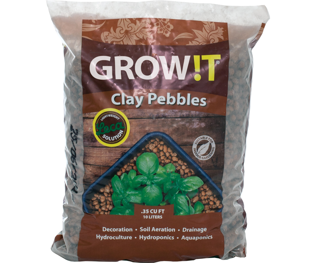 GROW!T natural clay pebbles for hydroponics and growing media.