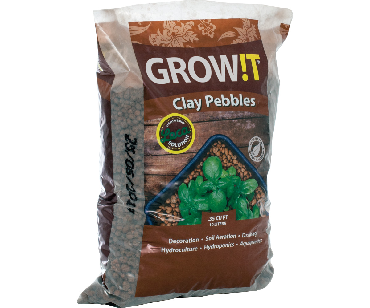 GROW!T natural clay pebbles for hydroponics and growing media.
