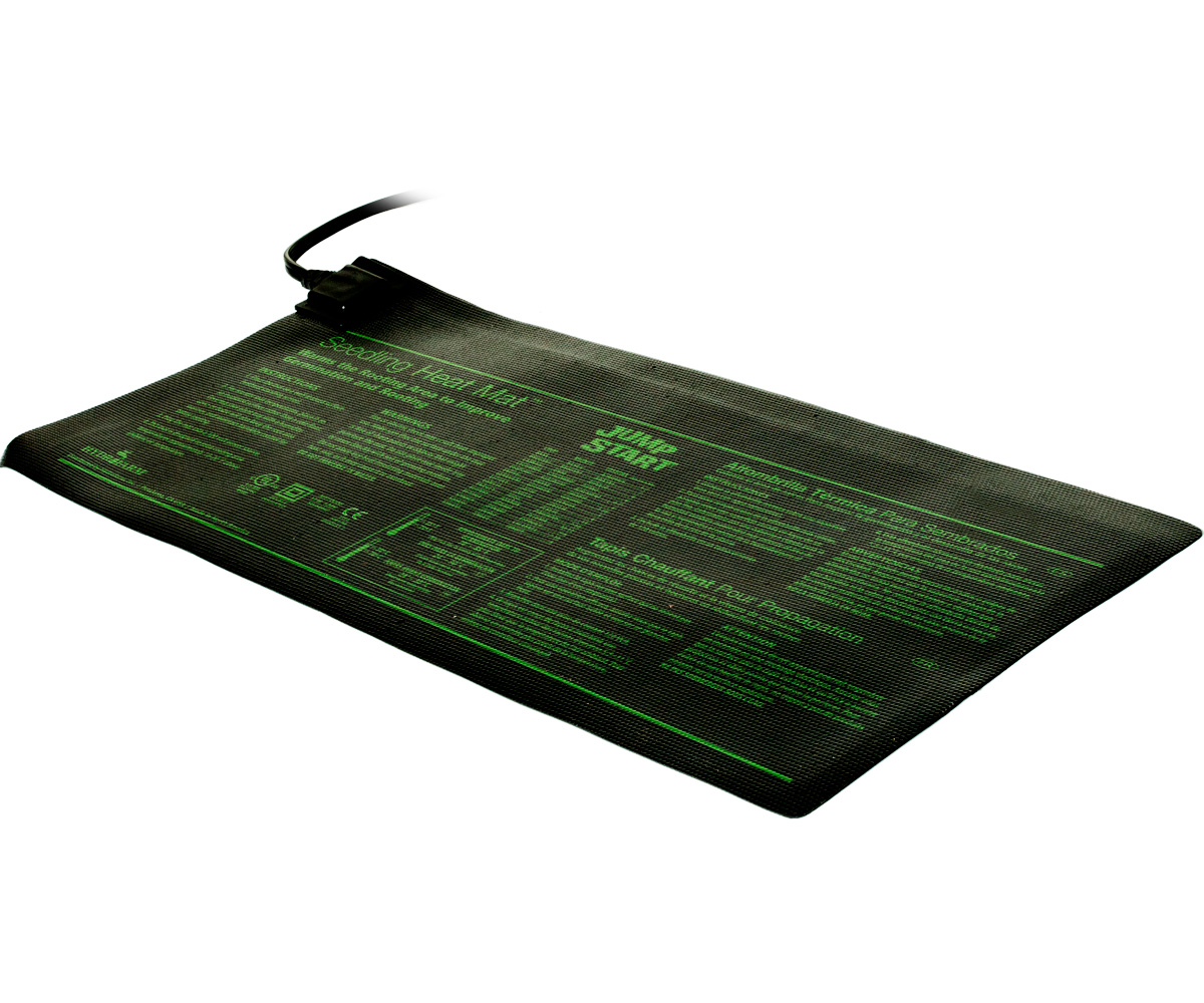Jump Start 8.875" X 19.5" seedling heat mat for seed starting and cloning.